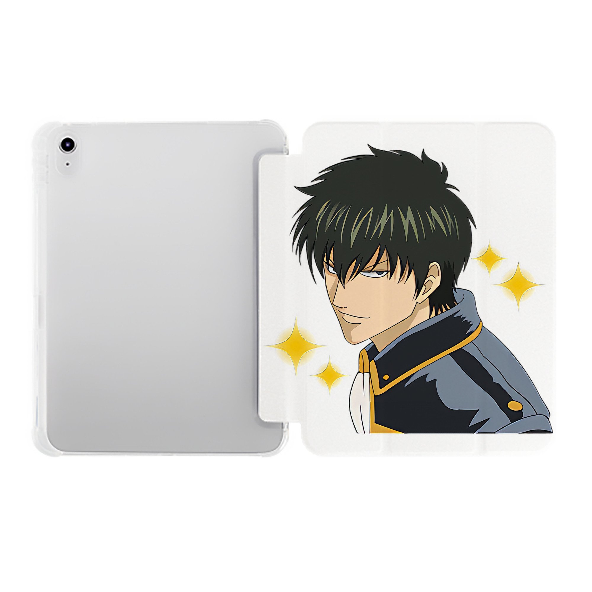 （画像用） ぎんたま 坂田銀時（さかたぎんとき） 神楽 志村新八（しむら しんぱち） GINTAMA Sakata Gintoki Kagura Shimura Shinpachi IPad ケース ペン収納付き 三つ折りスタンド PUレザー×シリコン 対応機種9.5/10.5/10.9インチ